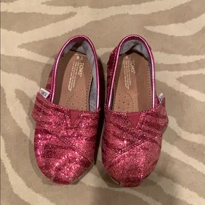 Toms sparkly pink velcro shoes